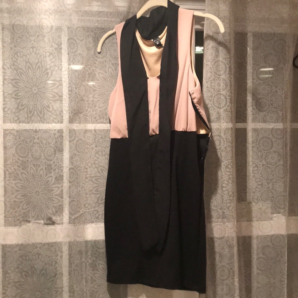 Windsor black and taupe tie dress